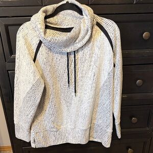 Cozy Women's Cowl Neck Sweater - Black and White